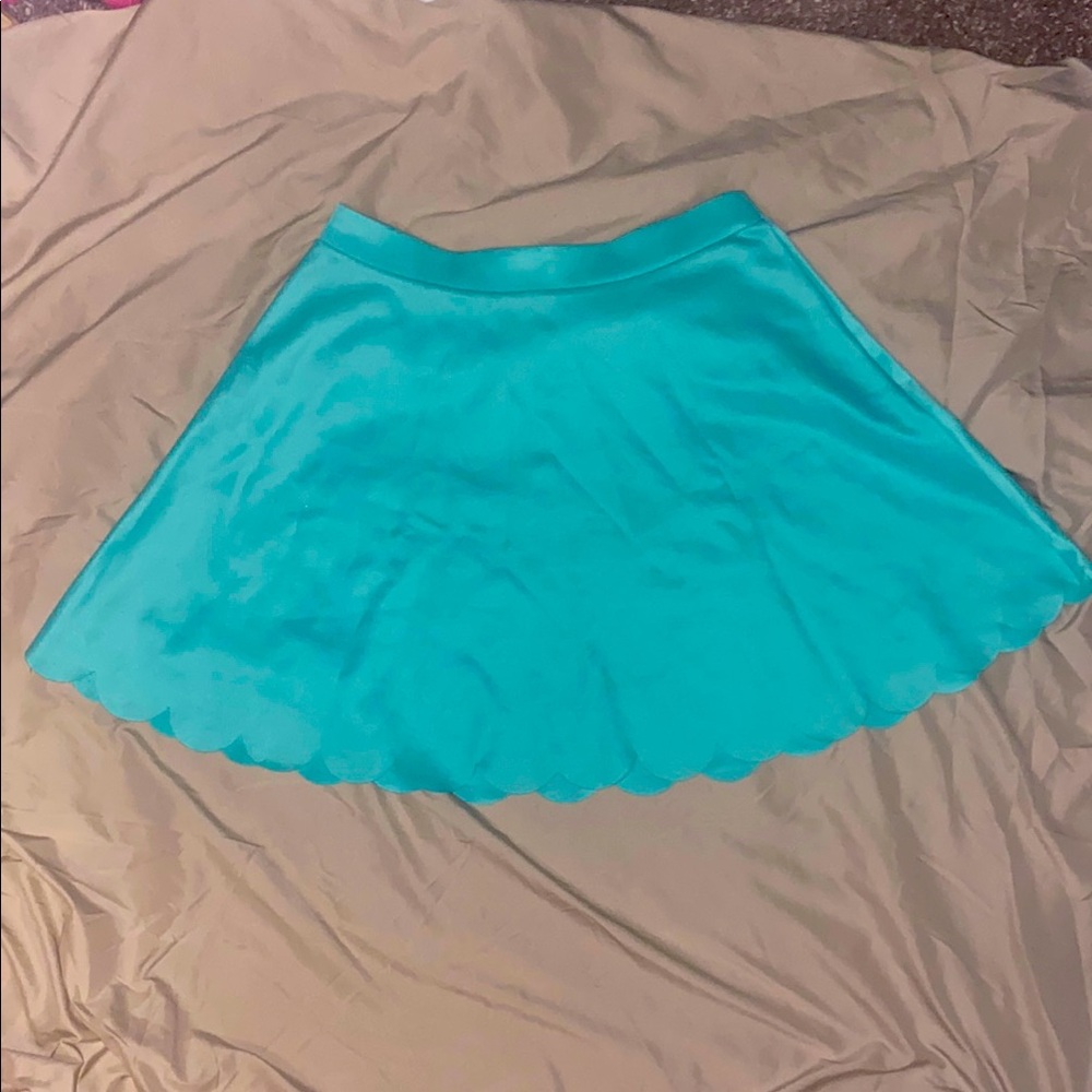 Charlotte Russe Blue A-Line Mini Skirt With Scalloped Bottom